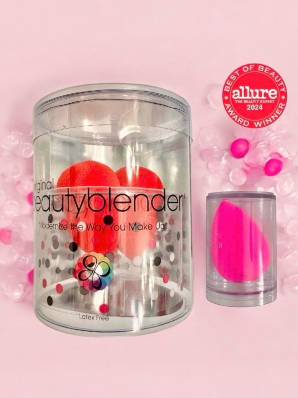 🆕💞ICONIC Beautyblender® Original Makeup Sponge Applicators • 2-Pack Red + 1 Pink